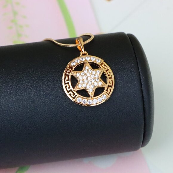 "Sparkling Starburst Circle Rose Gold Pendant, XPPT1317 - Picture 4 of 12